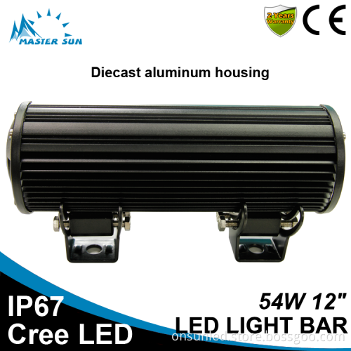 Waterproof 12inch 54w led tractor work light car led light bar off road led light bar